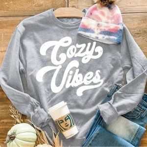 Brand new BOUTIQUE Cozy Vibes gray sweatshirt size L